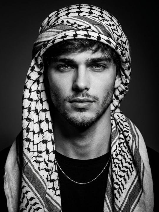 Monochrome Editorial Keffiyeh Portrait